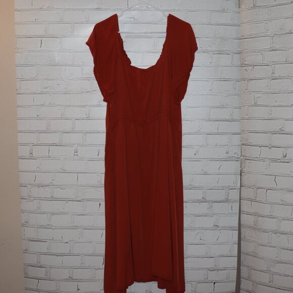 🧡 BloomChic Button‑Front Dress · Plus 22–24 · Rustic Orange - Picture 2 of 5